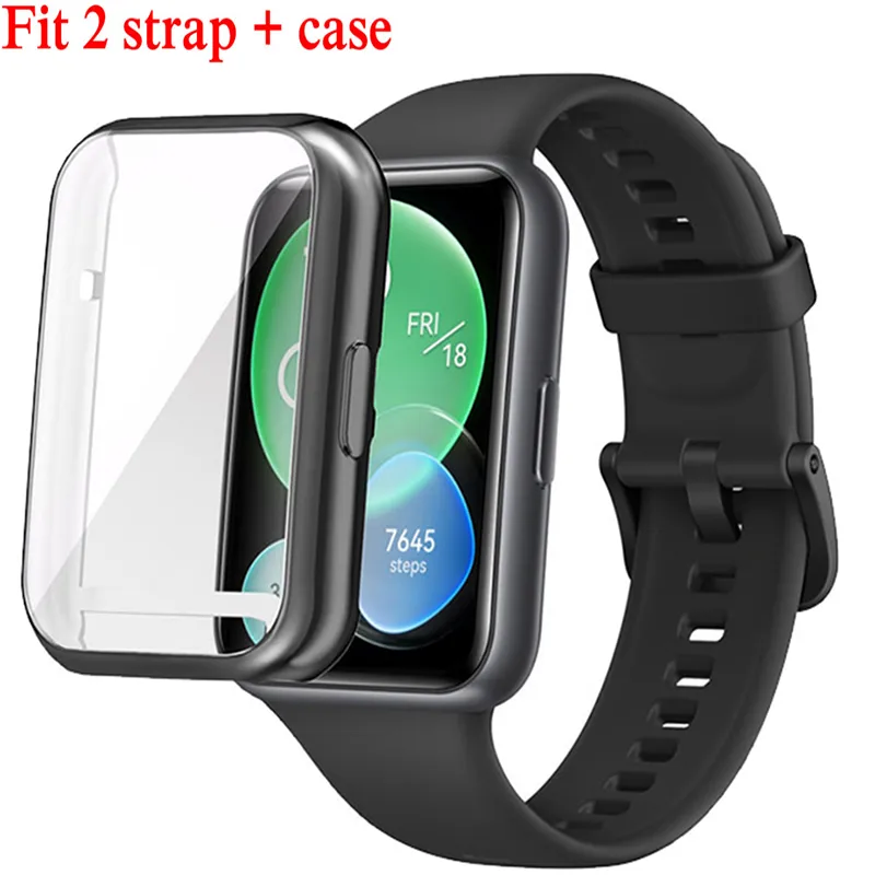 Coque en TPU et bracelet pour Huawei Watch Fit 2, bracelet de rechange en silicone, bracelet de montre de sport, accessoires Fit 2