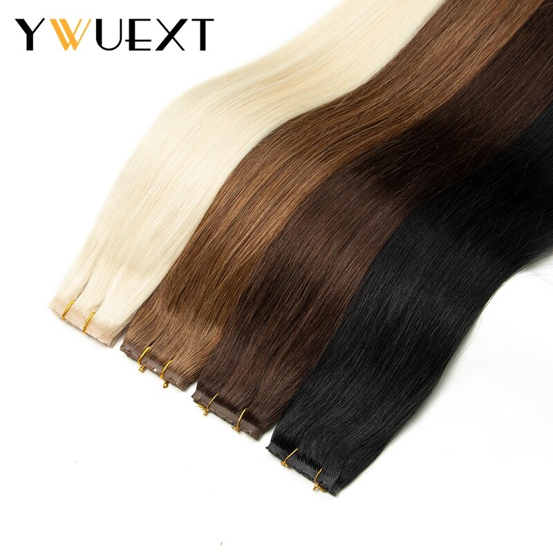 YWUEXT Invisible PU Hole Weft Real Human Hiar Twin Tabs 25cm Long No Glue Microlink Application 40-50g