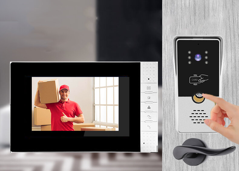 Fullvisual 7 Inch Video Door Phone Intercom System For Home Villa Apartment RFID Unlock Talk Day Night Vision Security System