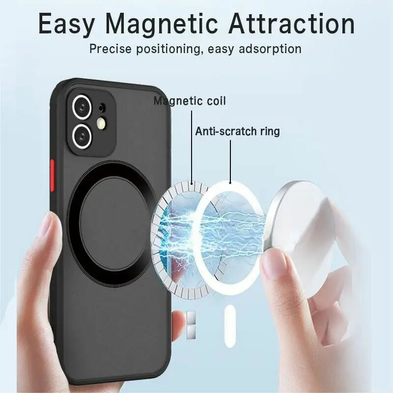 Magnetic Matte Case for iPhone 15 13 14 12 11 Pro Max XS XR X Shockproof Armor Covers for iPhone 15 14 Plus 12 13 Mini Funda