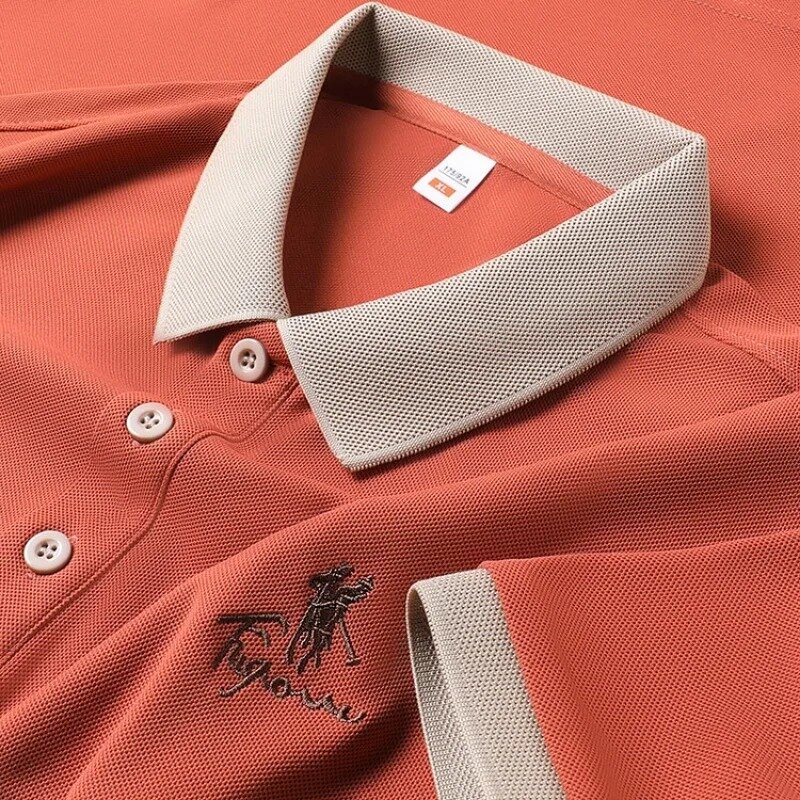 5 kolorów! 2024 letnia męska koszula wyszywana nowa przędzalnia bawełniana koszulka POLO z krótkim rękawem wysokiej jakości luźna koszulka biznesowy