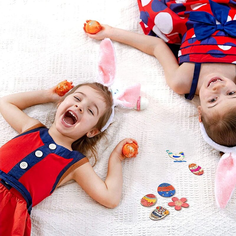 60 Stuks Easter Kids Ambachten Houten Ornamenten Onafgemaakte Ambachten Set Opknoping Versieringen Ambachten Ingesteld Voor Kind Valentijnskaart