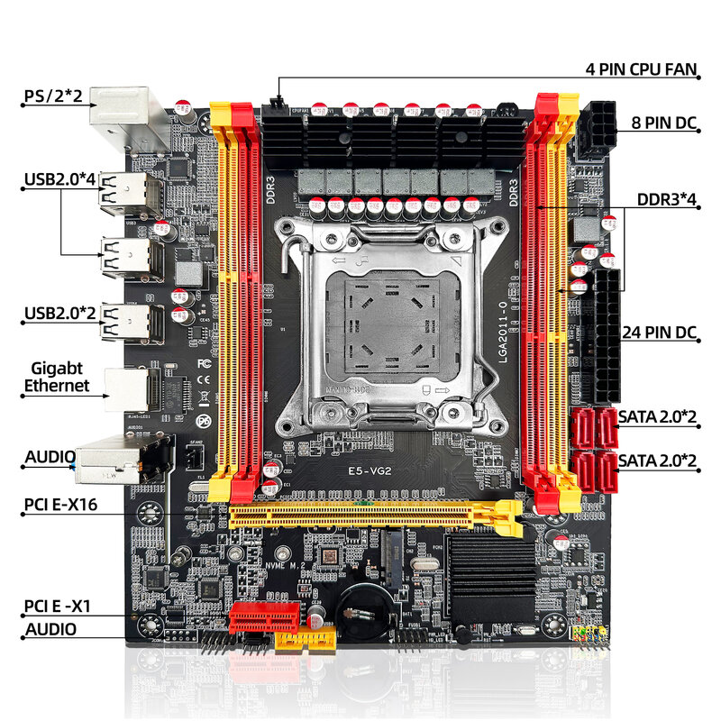 ZSUS-Kit de placa base X79 VG2 con Intel LGA2011 Xeon E5 2689 C2 CPU DDR3 1x16GB 1600MHZ ECC RAM Memory NVME M.2 SATA