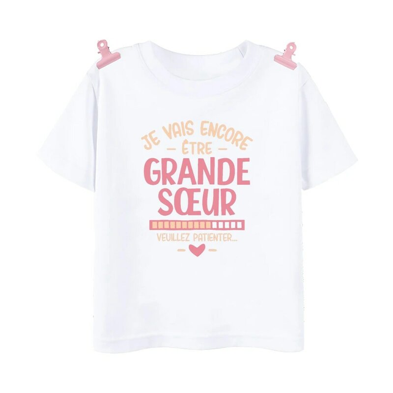 T-shirt à Manches Courtes pour Fille, Imprimé Français, I Will Devenir Ajustable, Annonce de Grossesse, Été