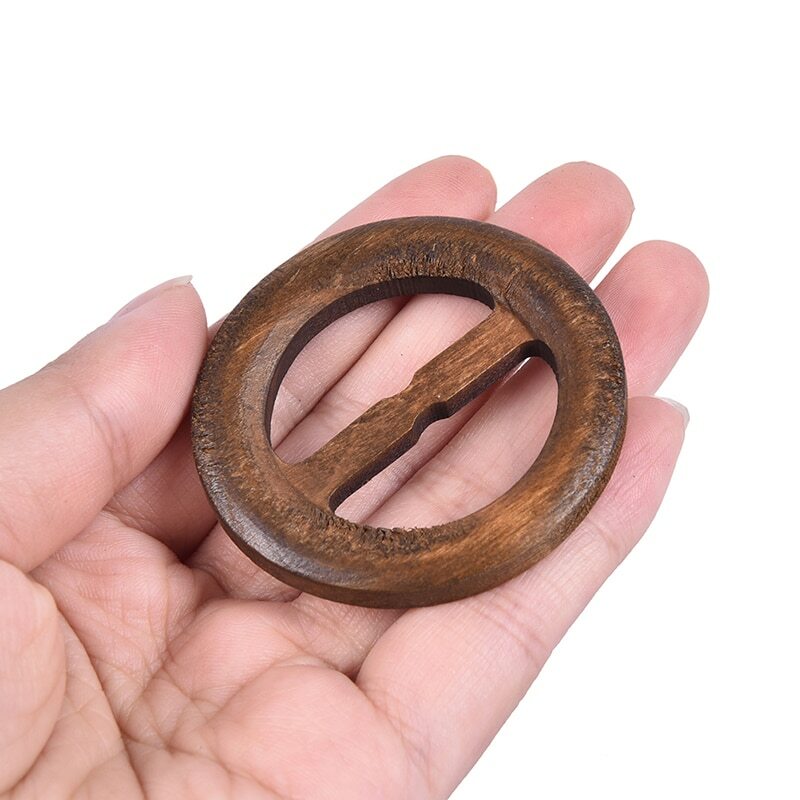 3Sizes Children Round Shape DIY 50-80mm Garniture Handmade Wooden Crafts Belt Buckle Ring Wood Clothes Accessories