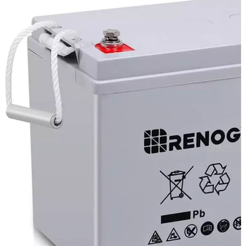 Renogy-Batería de ciclo profundo AGM de 12 voltios y 100Ah, tasa de autodescarga del 3%, corriente de descarga máxima de 1100A, aparatos de carga seguros para RV