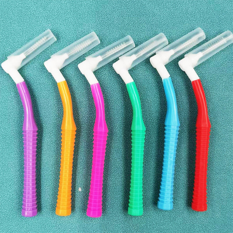 20 pçs/caixa L Forma Push-Pull Escova Interdental Dentes Palito Ortodôntico Clareamento Dente Escolha Escova De Dentes Cuidados De Higiene Oral