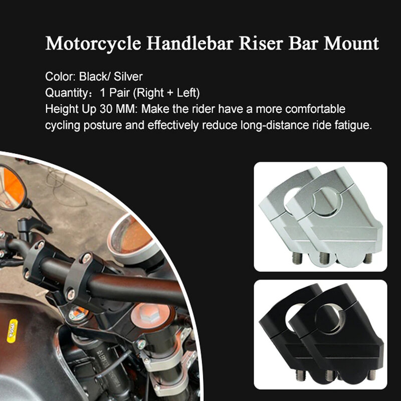 Schwarz silber 22mm motorrad lenker riser motocross-verstärkende klemme halterung pit bike motorrad zubehör