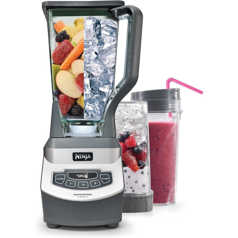 Professional Compact Smoothie & Food Processing Blender, 1100-Watts, 3 Functions -for Frozen Drinks, Smoothies, Sauces