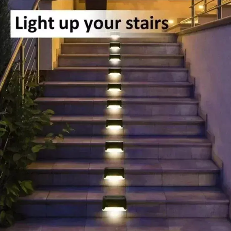 Solarne lampy pokładowe 16-pak zewnętrznych lamp schodkowych Wodoodporne lampy solarne LED do balustrad schodów Stopień Ogrodzenie Podwórko Patio i ścieżki