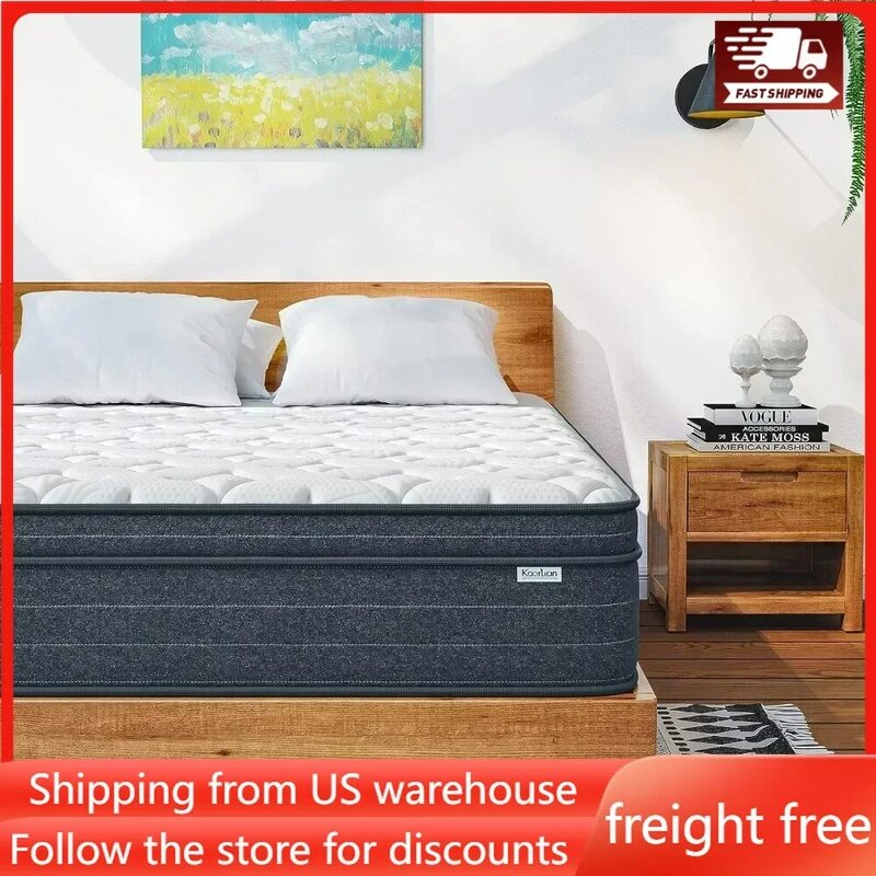 10 Inch Hybrid Queen Mattress in a Box, 3 Layer Premium Foam for Motion Isolation and Pressure Relieving, Medium Firm Feel