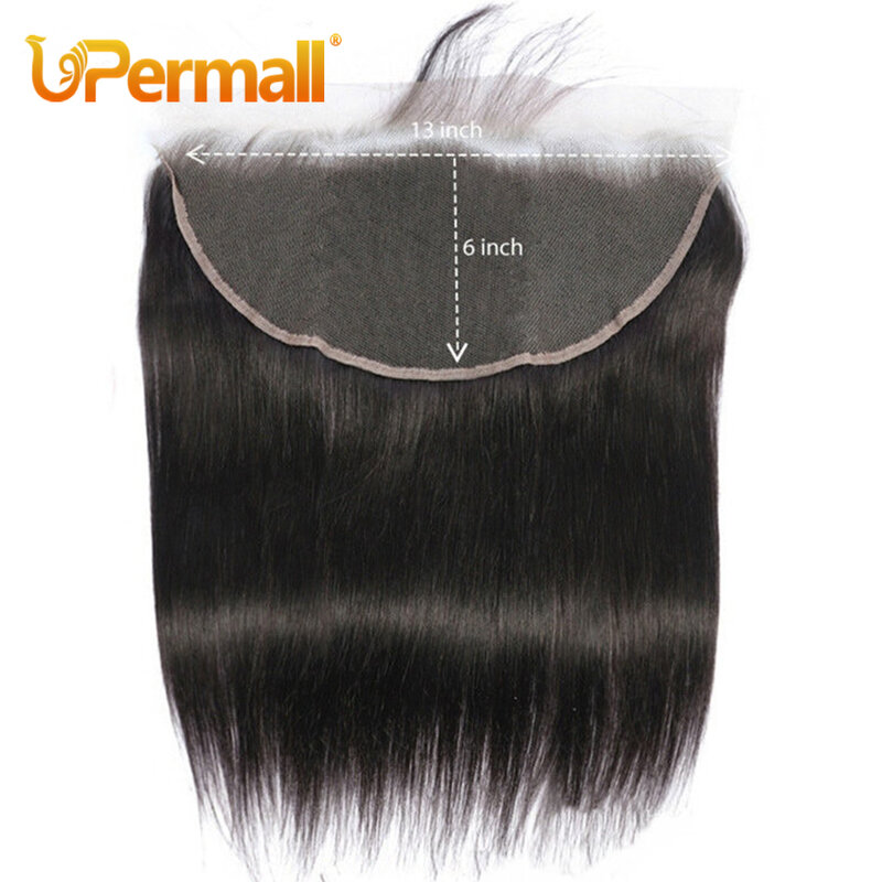 Umpermall 13x 6 frontale in pizzo dritto Pre pizzicato svizzero HD trasparente Full Front solo nero naturale 100% capelli umani Remy in vendita