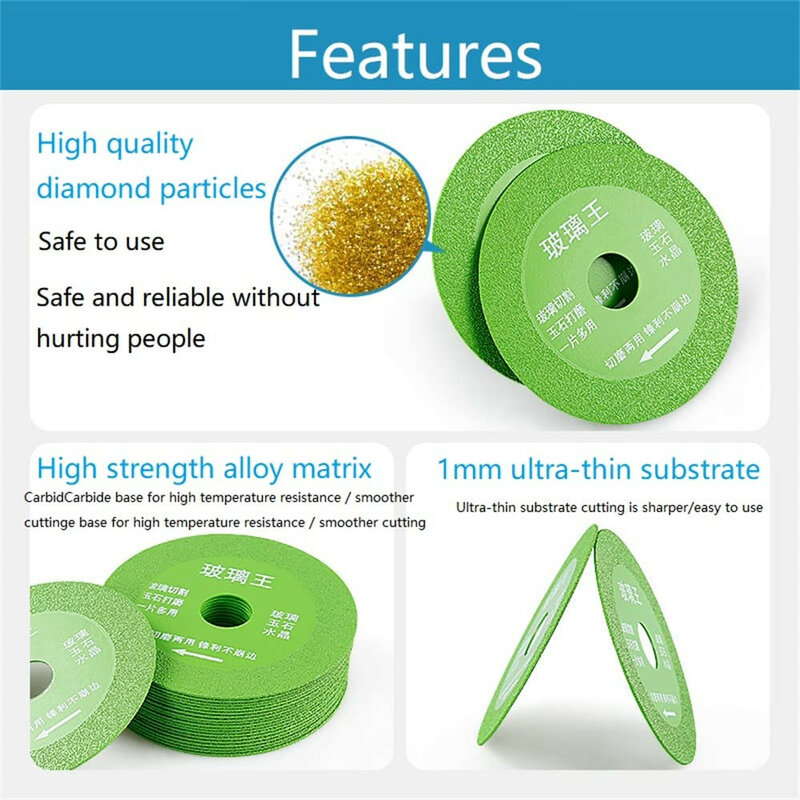 1PC Glass Cutting Disc 100mm Ultra-thin Saw Blade Jade Crystal Wine Bottles Grinding Chamfering Cutting Blade Glass Cutting Disk