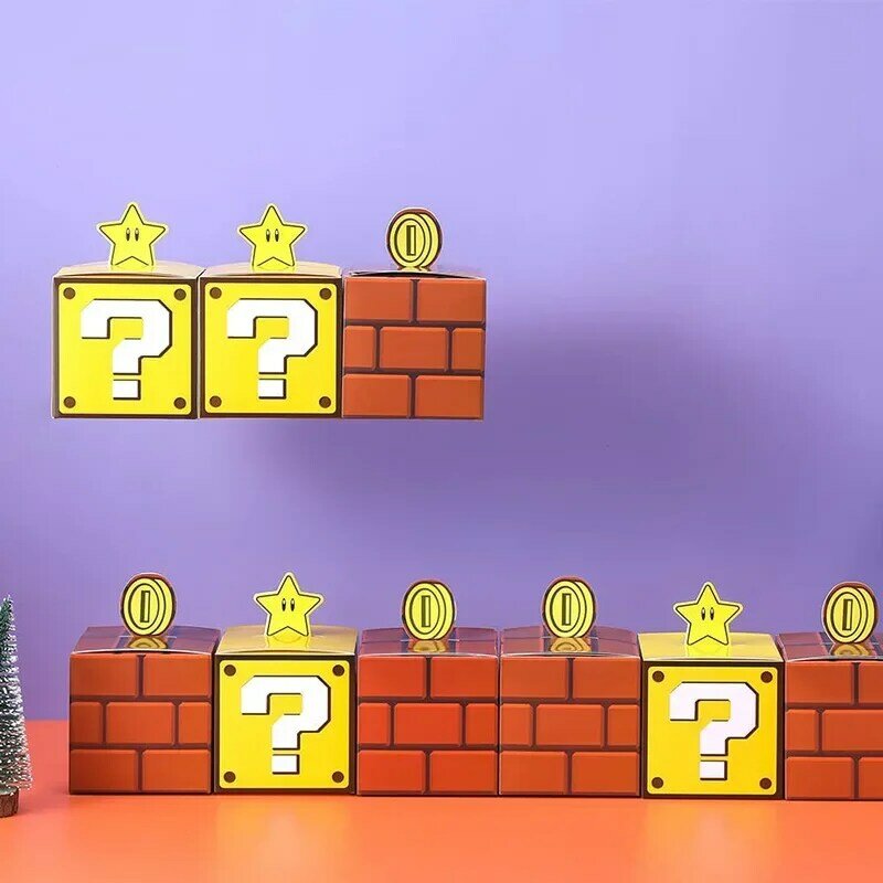 Super Mario kotak hadiah pesta mainan Anime alat peraga perifer bata Mario pesta bertema kotak permen hadiah Dekorasi hadiah mainan anak-anak