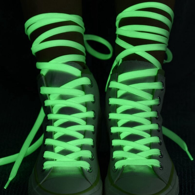 6สีส่องสว่าง Shoelaces แบนเหมาะสำหรับรองเท้าเรืองแสง Laces ปาร์ตี้ร่วมกัน Night Run Unisex เชือกผูกรองเท้า1คู่