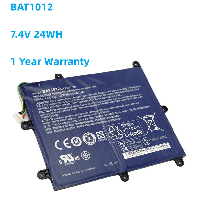 Аккумулятор для ноутбука BAT-1012 BAT1012 для Acer Iconia TAB A200, A520, серия 2ICP5/67/90, BT.00203.011, BAT1012, 7,4 В, 24 Вт/ч, 3280 мАч