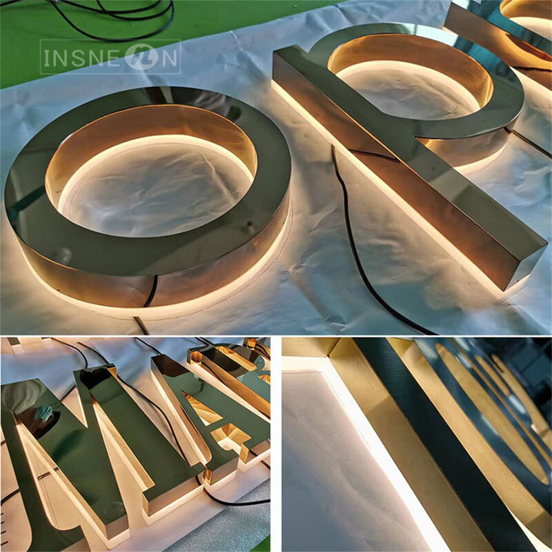 Mini enseigne LED en métal, acier inoxydable, lettre éclairée, extérieur, étanche, marqueur de porte, décoration murale, plaque d'immatriculation