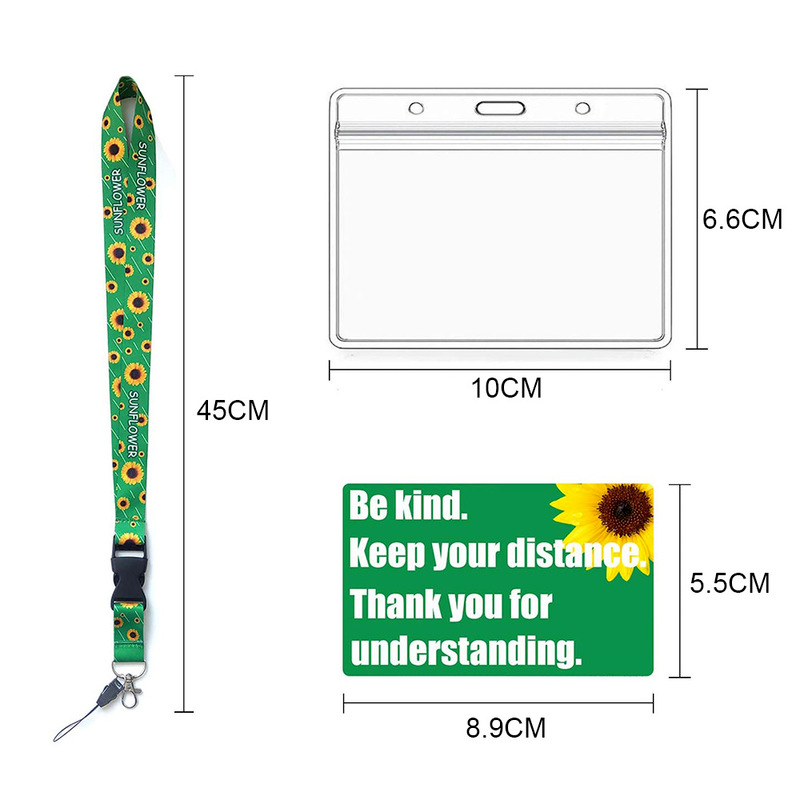 ID เชือกสายรัดคออุปกรณ์เสริมซ่อนคนพิการ Sunflower น่ารัก Lanyard Keychain Lanyard สำหรับปุ่ม Badge