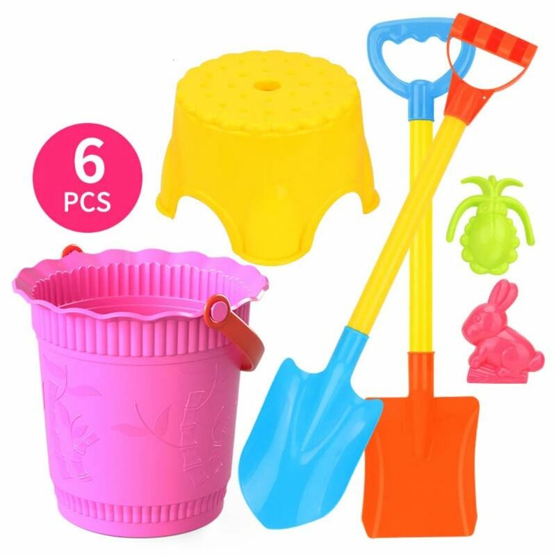 6 sztuk/zestaw z wiaderkiem na piasku plażowym zabawki gra na plaży z kreskówki rodzic-dziecko zabawki interaktywna 6 sztuk/zestaw łopata plażowa zestaw wiaderek zabawy