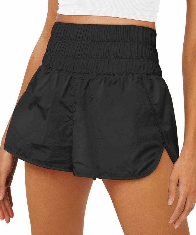 Gradiang celana pendek musim panas wanita, celana pendek pantai pakaian jalanan sederhana sol lari Solid cepat kering pinggang elastis