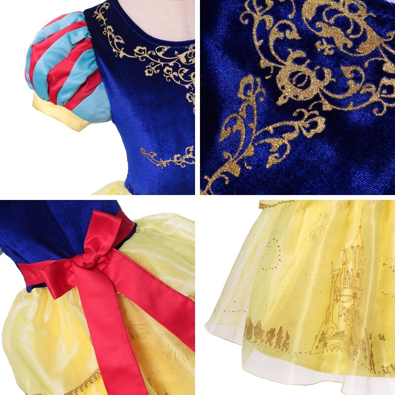 Disney Snow White Cosplay Costumes Girls Luxury Snow White Dress Cute Princess Dress Girls Birthday Party Clothings 2-10Years