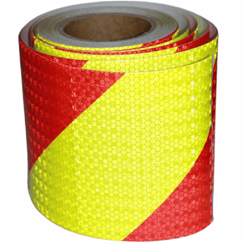 蛍光黄色の赤い反射テープ、自己粘着性、防水、屋外の反射テープ、車、トラック、4インチx33ft用のステッカー