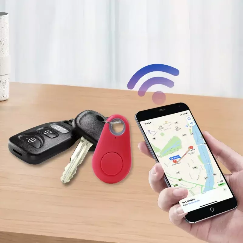 Pelacak GPS Mini Bluetooth 4.0, pencari lokasi Cerdas Anti hilang perangkat GPS kunci ponsel hewan peliharaan anjing peliharaan untuk anak-anak