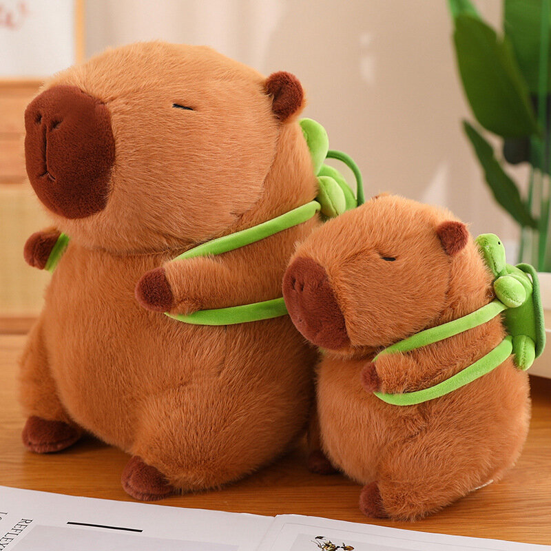Boneka mewah Capybara berbulu lucu Capybara dengan mainan boneka kura-kura boneka hewan anak-anak Juguetes hadiah ulang tahun dekorasi rumah