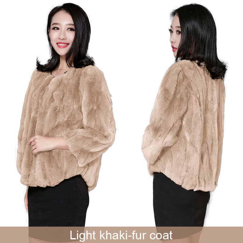 Abrigo de piel de conejo Real Natural para mujer, chaquetas de lujo cortas coreanas, talla suelta, peludas, gruesas y cálidas, cuello redondo, ropa de invierno