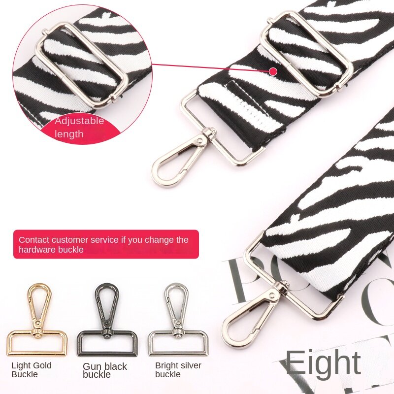 3.8cm Zebra Pattern Bag Strap Adjustable Belt For Bags Replacement Bag Strap for Crossbody Embroidered Wide Belt Chain Strap