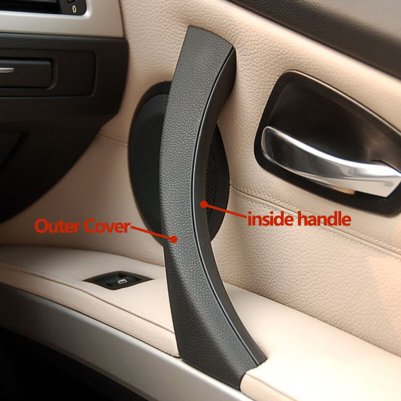 Manija Interior de coche, cubierta embellecedora de Panel de puerta, color gris, Beige, negro, izquierda y derecha, para BMW Serie 3, E90, E91, 316, 318, 320, 325, 328