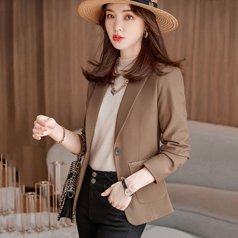 Feminino curto terno jaqueta moda magro coreano plus size profissional casual terno outerwear 2022 nova primavera outono blazer feminino