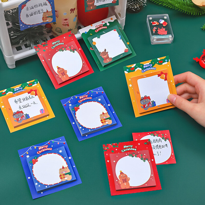 30 karteczek Kawaii Santa Claus boże narodzenie notatnik karteczka naklejki do planowania dekoracje biurowe szkolnej papeterii notatnik prezent dla studentów