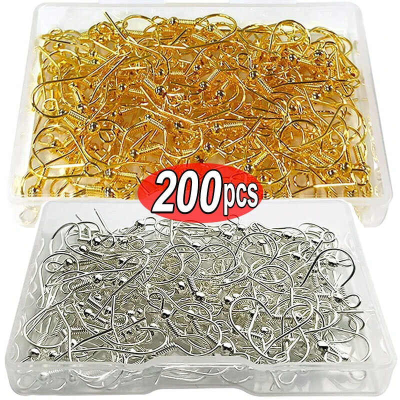 100/200pcs Stainless Steel Ear Hook Findings Clasps Hooks DIY Earring Supplies Accessories Earwire Jewelry for Making Parts
