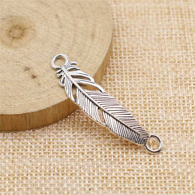 Decoration Feather Connector Charms Jewellery Making Supplies 10x46mm 4pcs