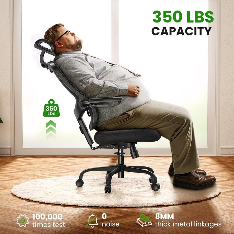 Bürostuhl groß und groß-350lbs Kapazität, 6'5 "hoch max, Computer Schreibtischs tühle über 10 Stunden bequem