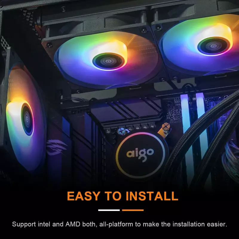 Aigo Water Cooler CPU Cooling Computer RGB Water Cooling Heatsink Integrated CPU Cooler Fan Radiator LGA 1700/1151/2011/AM3+/AM4