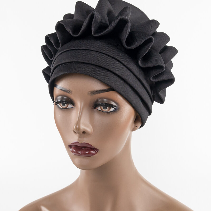 2023 Modestil afrikanische Frauen einfarbig heatie afrikanische headtie afrikanische Mützen Frauen hüte