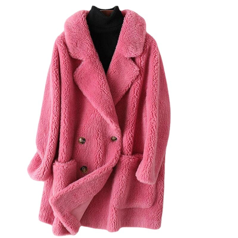 High Quality Australian Thick Warm Elegant Loose Long Outwear Winter Coat for Women Real Fur Coat Womens Wool Coats