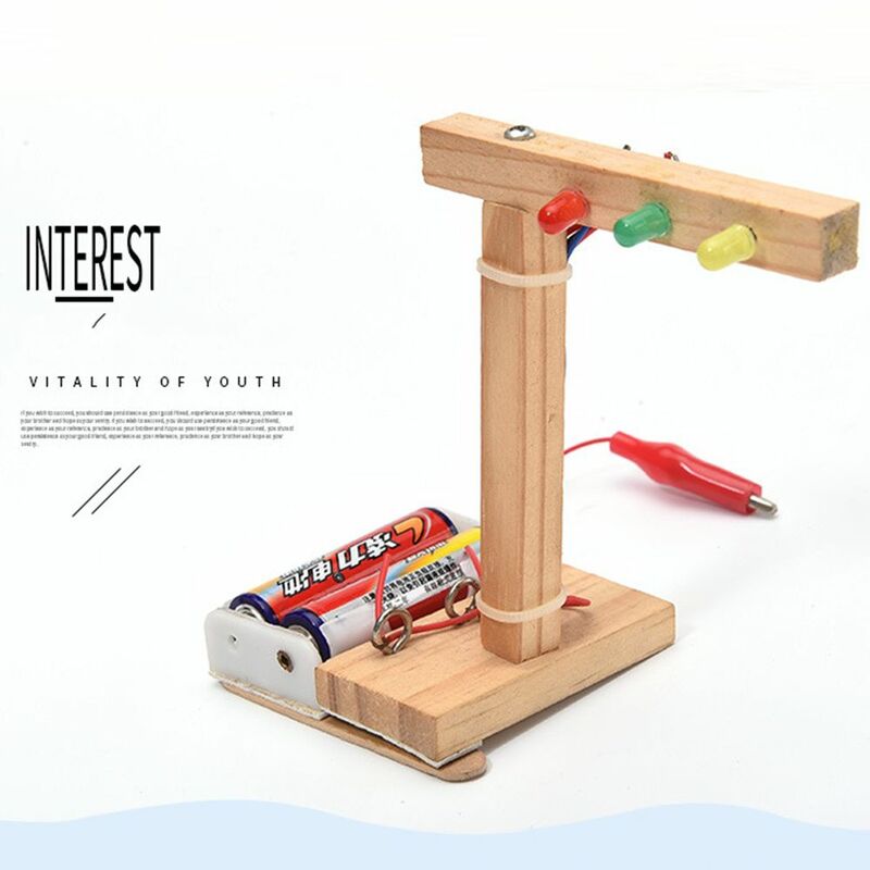 DIY Wooden STEM School Projects Science Experiment Educational Kits Physics Learning Traffic Light Model