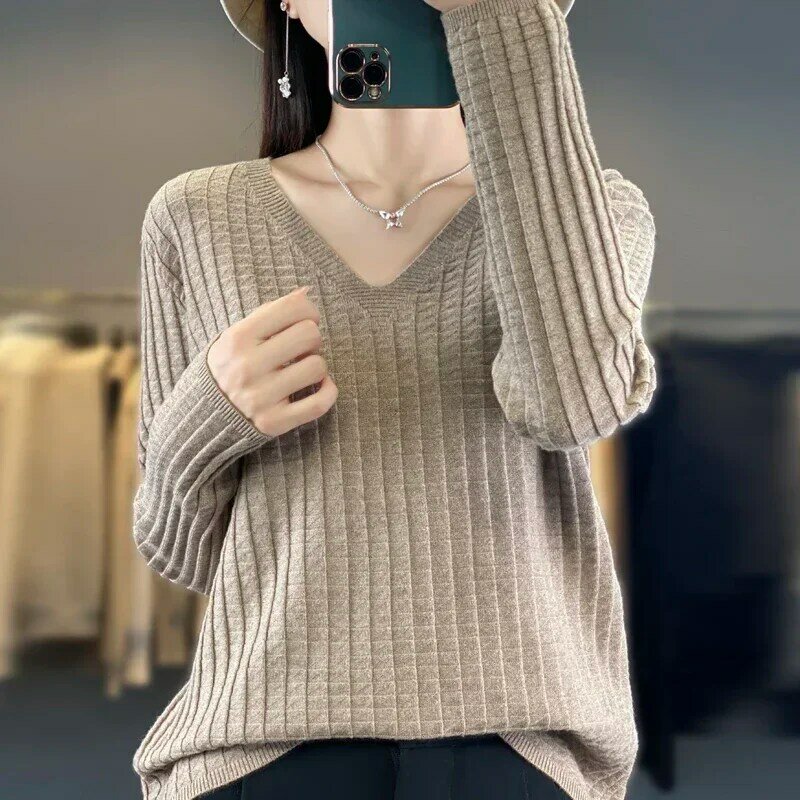 Autumn/winter women's pullover V-neck long sleeve knitted underwear