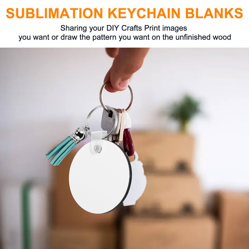 100Pcs MDF Sublimation Blanks Keychain Bulk, Sublimation Keychain Blanks with Key Ring Double-Sided for DIY Craft Making
