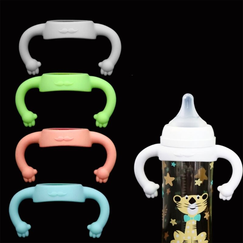 Baby Bottle Handle Silicone Baby Bottle Holder with Easy Grip Handles to Hold Their Own Bottle used for 2.17" to 2.62"