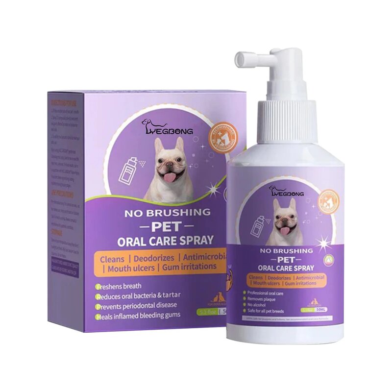 Spray de limpeza oral para cães, Dentes frescos, Limpar desodorante, Evitar cálculo, Remover o mau hálito do gatinho, Pet Shop, 50ml