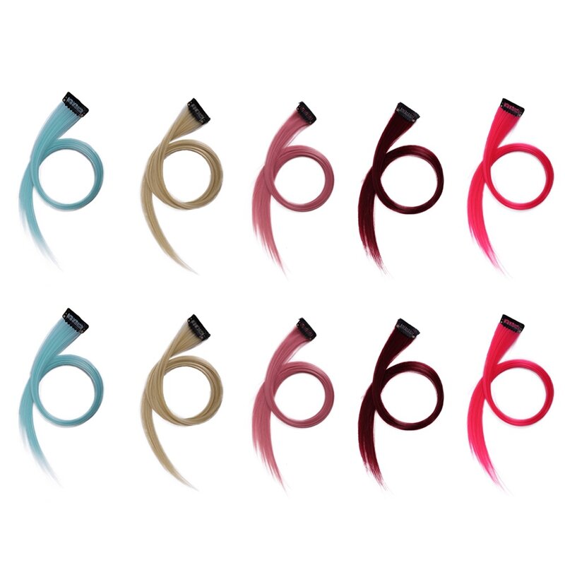 Épingle à cheveux multicolores surlignées pour extension de cheveux, pince à cheveux longue et droite, faux cheveux, 3,5x55cm