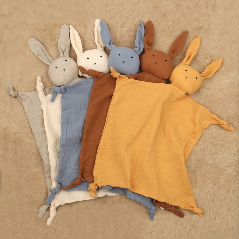 Baby Towel Cotton Stuffed  Cartoon  Rabbit Towels Soothe Appease Newborn Soft Comforting Sleeping Toy Gift G99C
