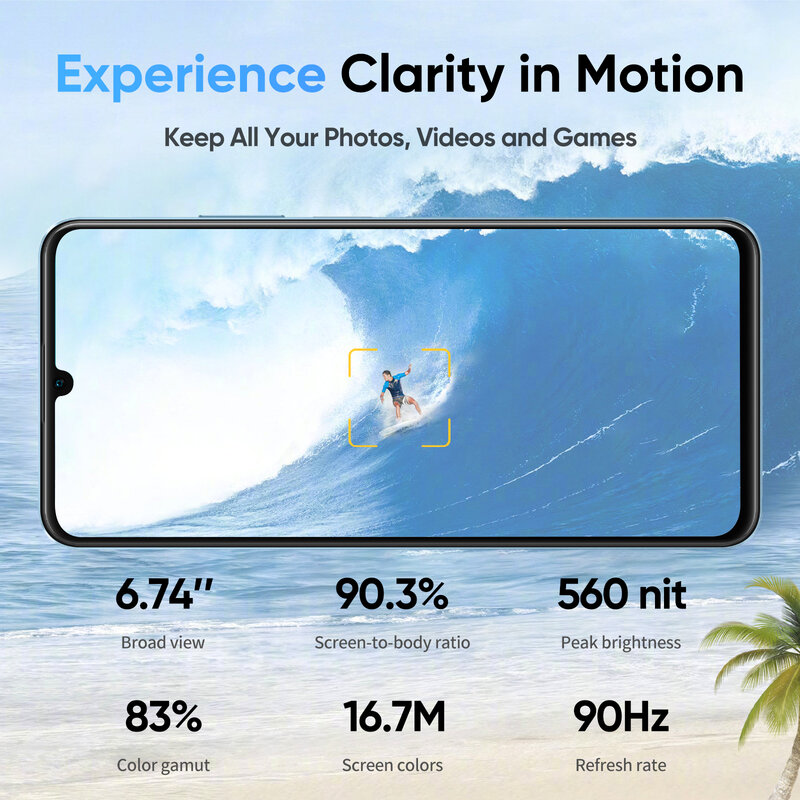 Realme Note 50 ponsel 6.74 "90Hz layar realistis kamera AI 13MP prosesor octa-core ponsel 5000mAh baterai besar