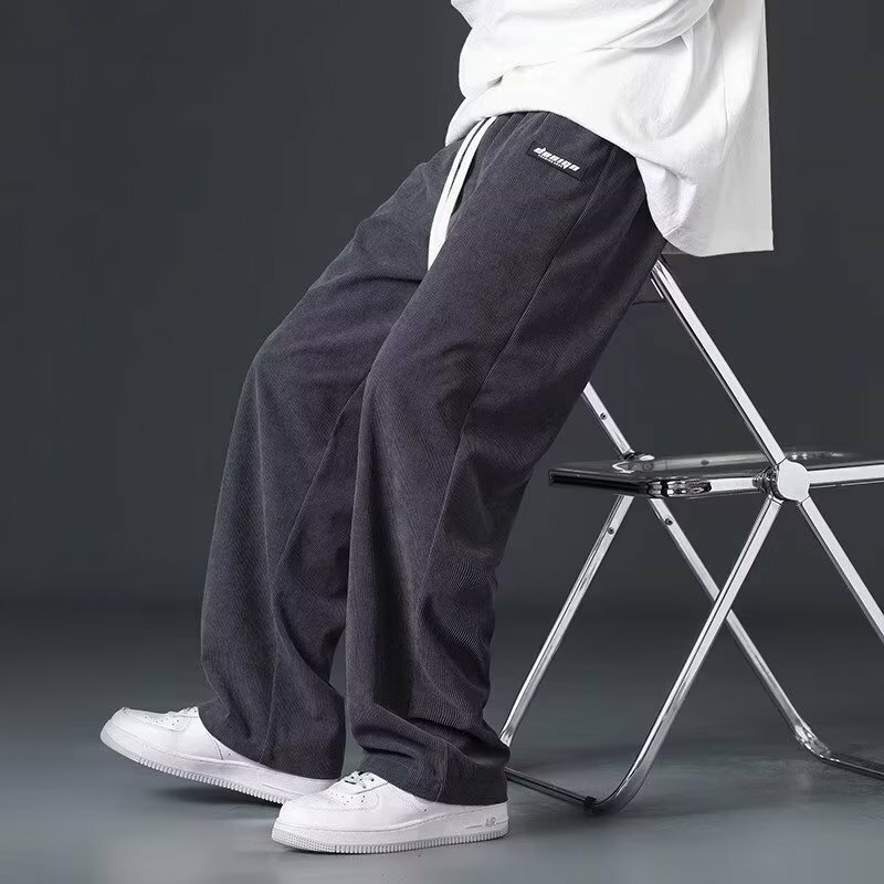 Coreana Y2K masculina joggers soltos, calça casual, calça hip-hop, moda masculina, roupa de exterior, roupa simples