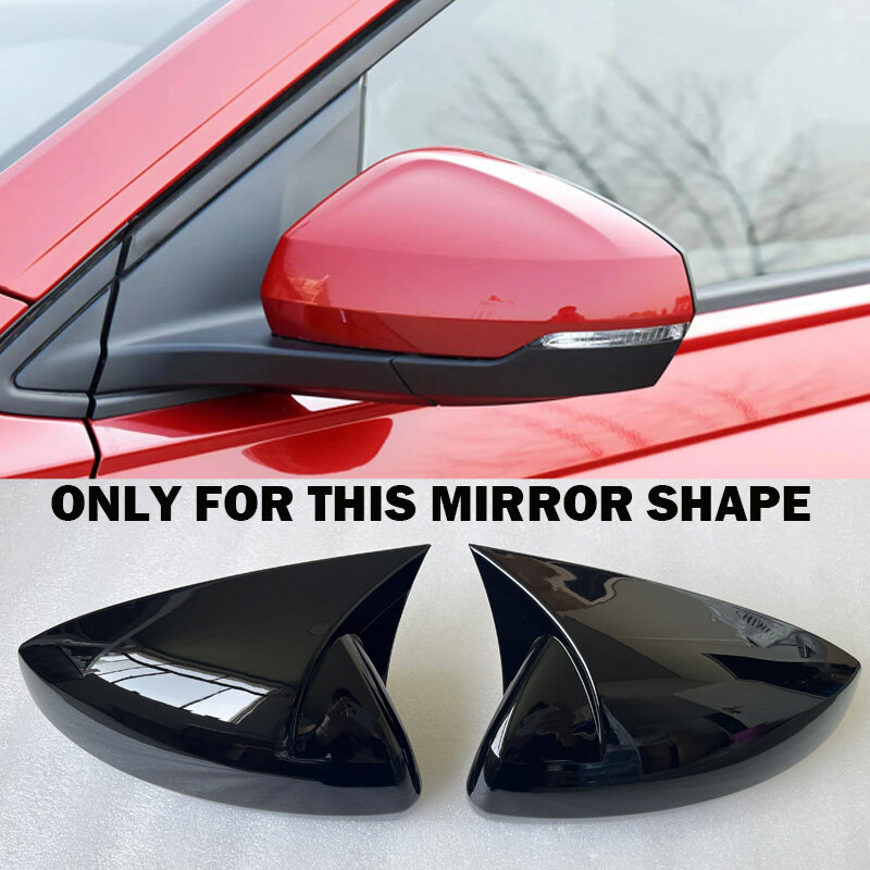 Cubierta de espejo retrovisor lateral para coche, pegatinas de fibra de carbono, color negro brillante, 2 piezas, para virtus, volkswagen, accesorios, 2019, 2020
