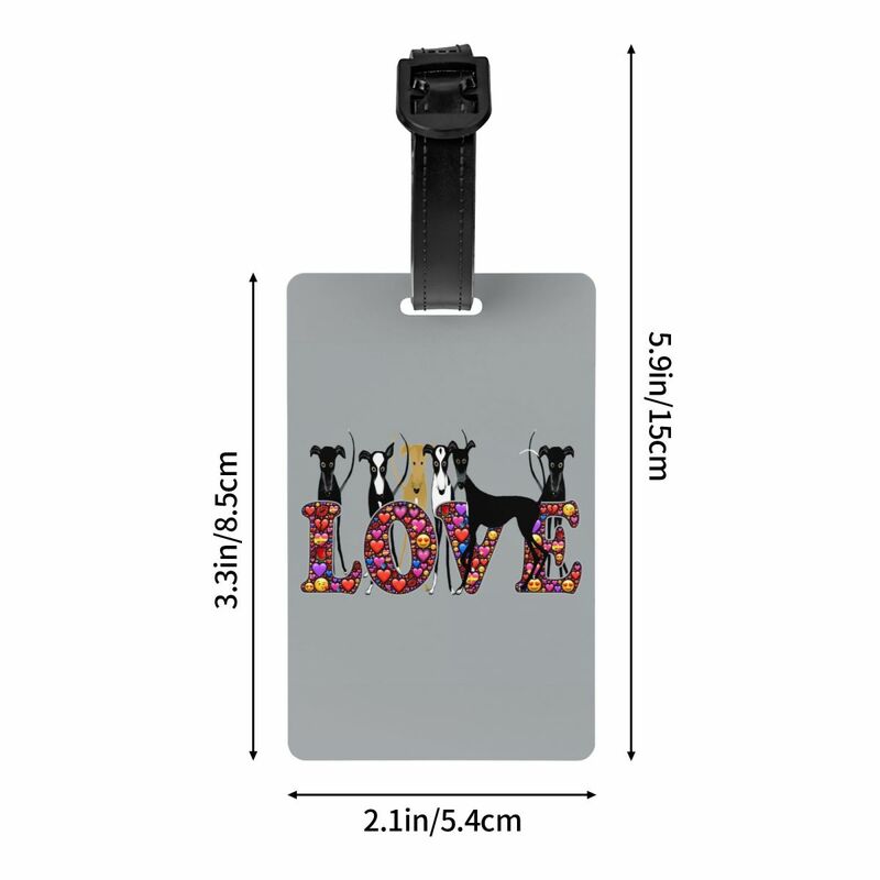 Love Hounds Luggage Tag Greyhound Whippet Sighthound Dog Travel Bag Suitcase Privacy Cover ID Label